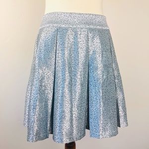 Baby Blue Metallic Pleated Skirt Size Large Forever 21 High Rise Party